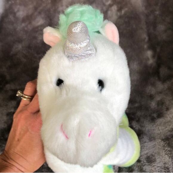 Pastel Unicorn Plush Aurora White 13" Green Tie Dye Floppy Stuffed Animal Toy - Picture 6 of 9